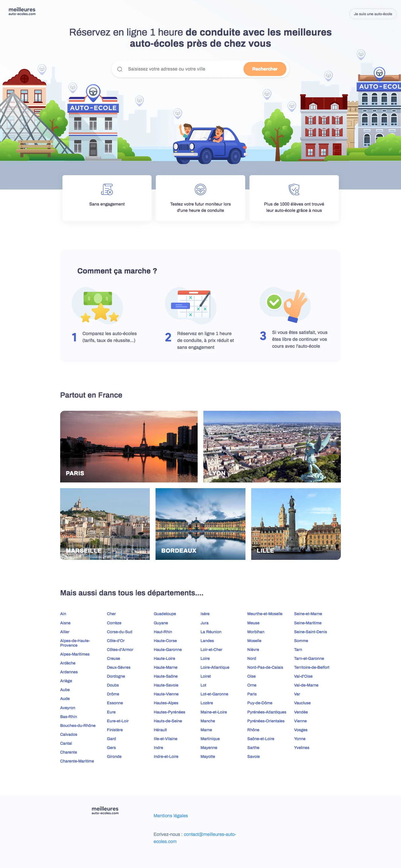 Meilleures Auto-écoles Landing Page Example: The best driving schools near you