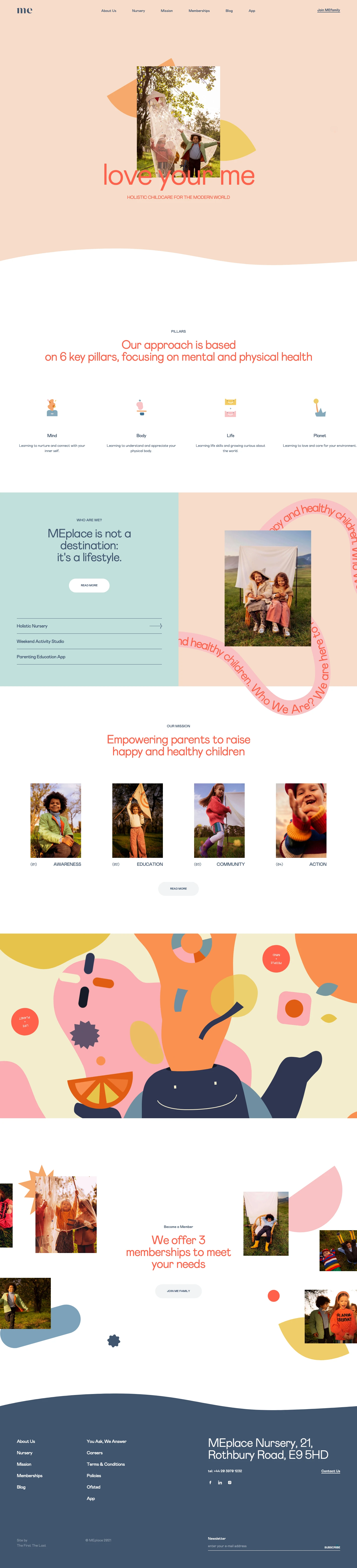 MEplace Landing Page Example: Holistic childcare for the modern world. We are here to help parents to raise happy and healthy children.