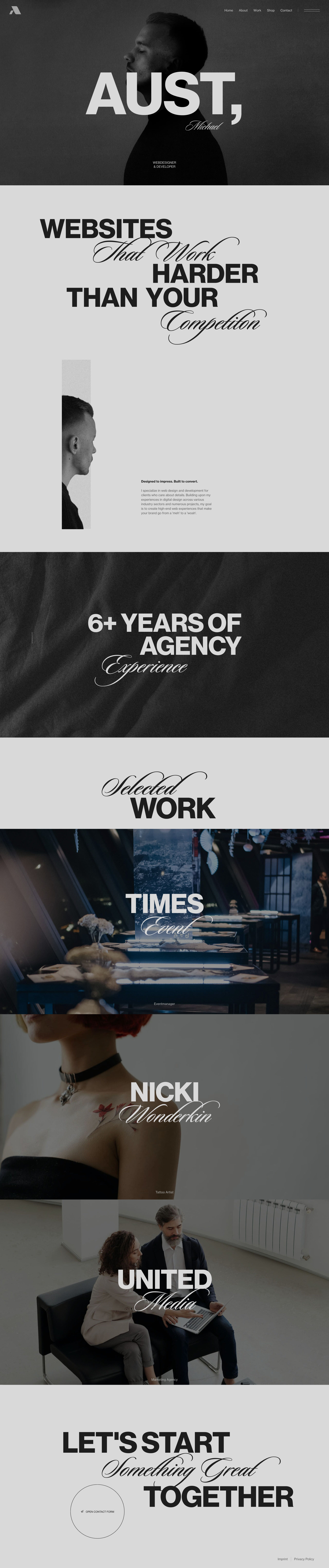 Michael Aust Landing Page Example: Michael Aust is a web designer and developer from Germany specialising in crafting outstanding websites that leave a lasting impression.