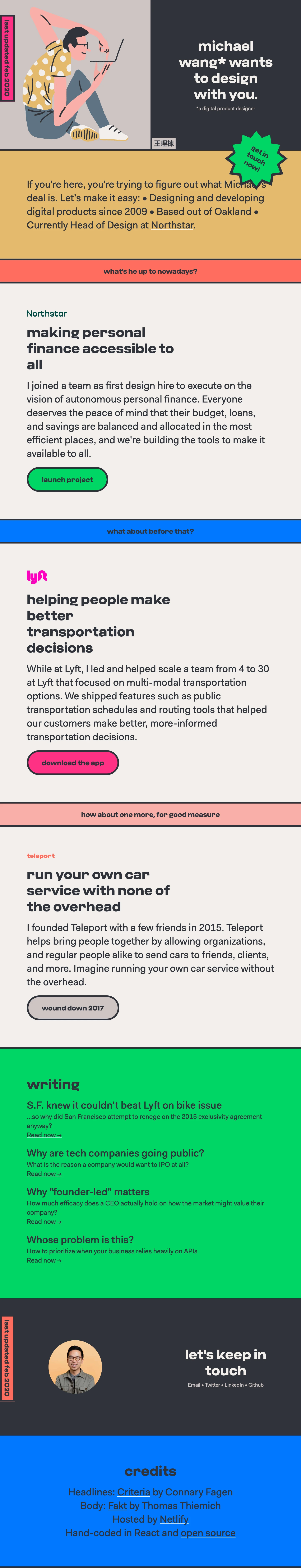 Michael Wang Landing Page Example: Trying to figure out who Michael is? Maybe this website will help. Maybe it won't.