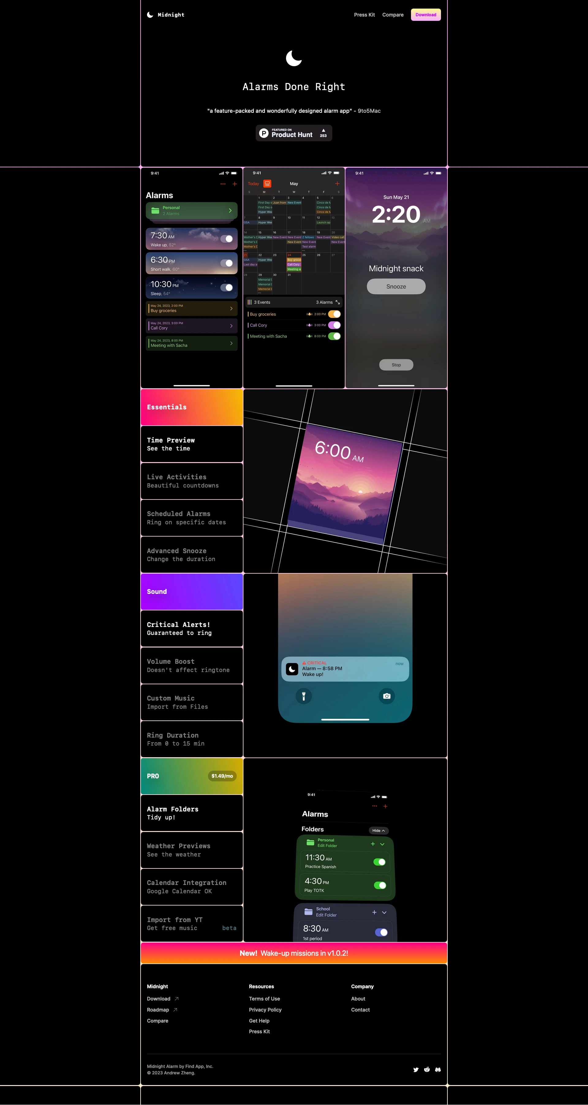 Midnight Alarm Landing Page Example: Midnight Alarm is Alarms Done Right.