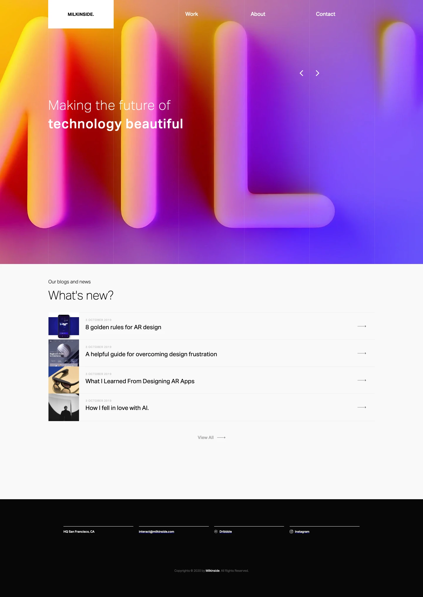 Milkinside Landing Page Example: Defining the future through elegant product design. Based in San Francisco, California, we work at the intersection of strategy and art, partnering with companies that span industries and time zones. From automotive to agriculture, from Tokyo to Tel Aviv, we are the tiger team inside your team.