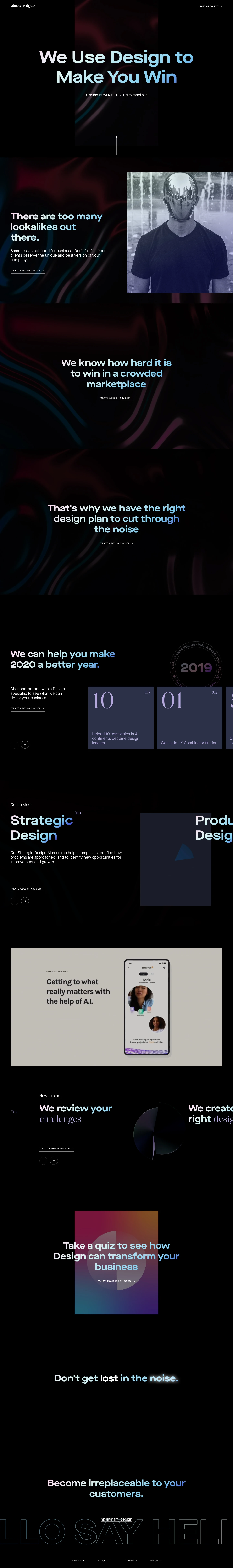 MinamiDesignCo Landing Page Example: We know how hard it is to win in a crowded marketplace, that's why we have the right Design plan to make your business thrive. Talk to a Design advisor today.