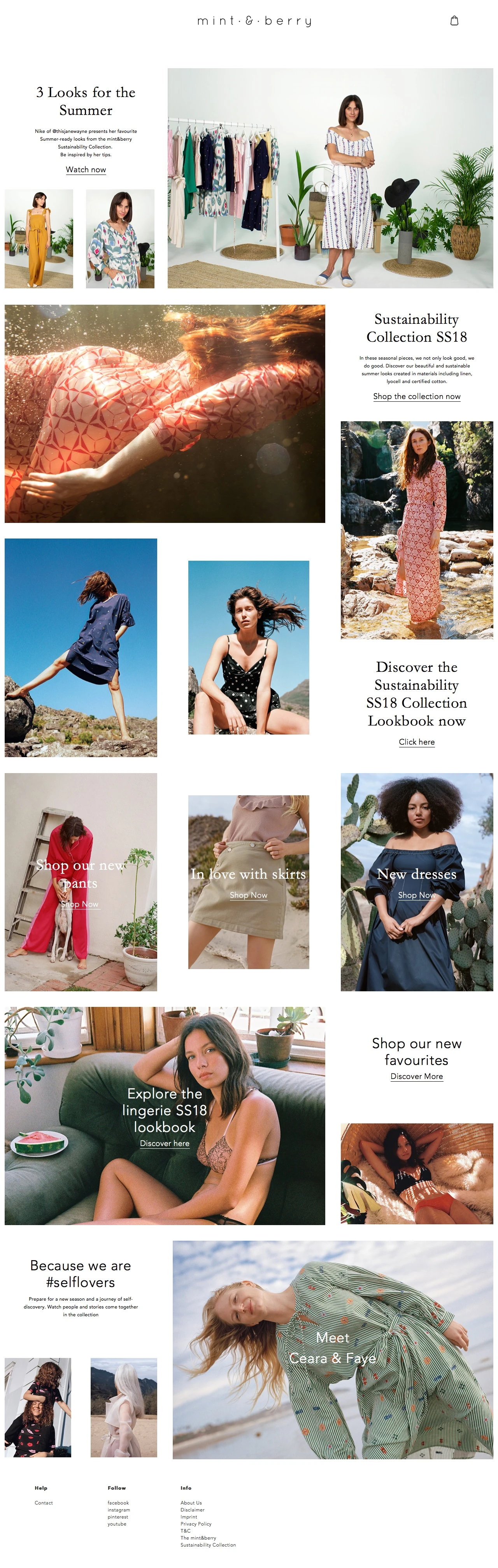 mint&berry Landing Page Example: Established in 2010, mint&berry defines the style of cool romance. The Berlin design team combines international fashion trends with nostalgic references and interprets them in a contemporary way. Modern feminine design meets lashings of attention to detail.