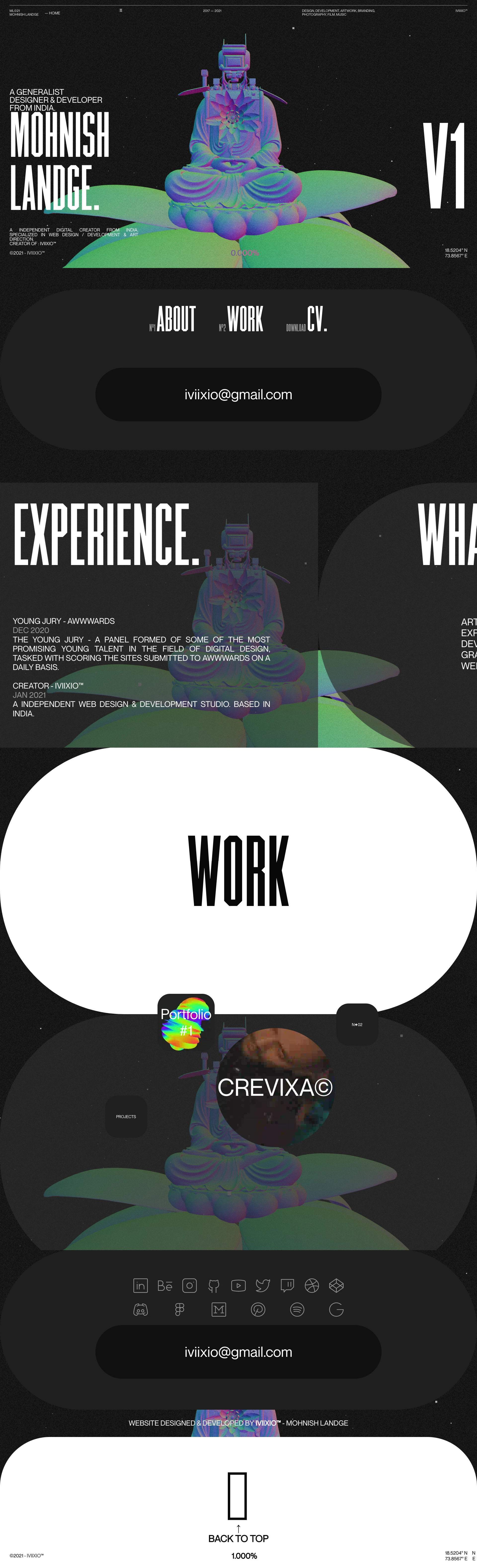 Mohnish Landge Landing Page Example: A Independent Digital Creator from India. Specialized in Web Design & Development & Directions related to the Development of Digital Products and Digital Art.