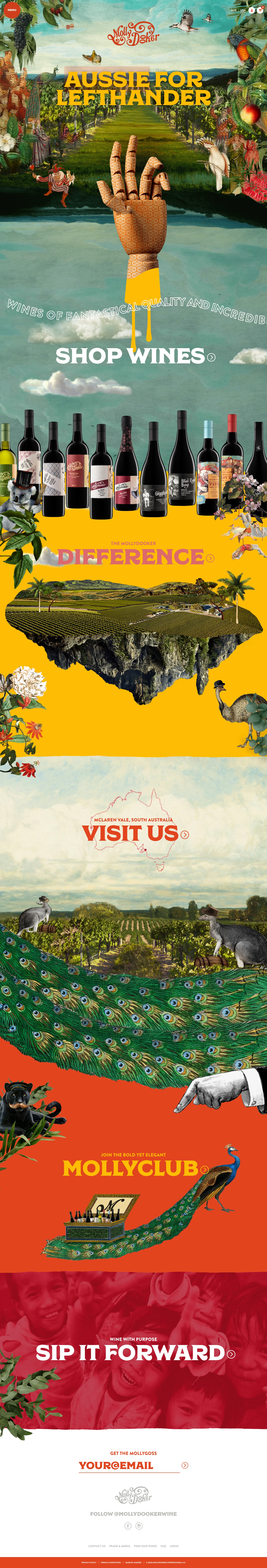 Mollydooker Wines Landing Page Example: Mollydooker is an exciting, out of left field winery in the heart of McLaren Vale, South Australia.