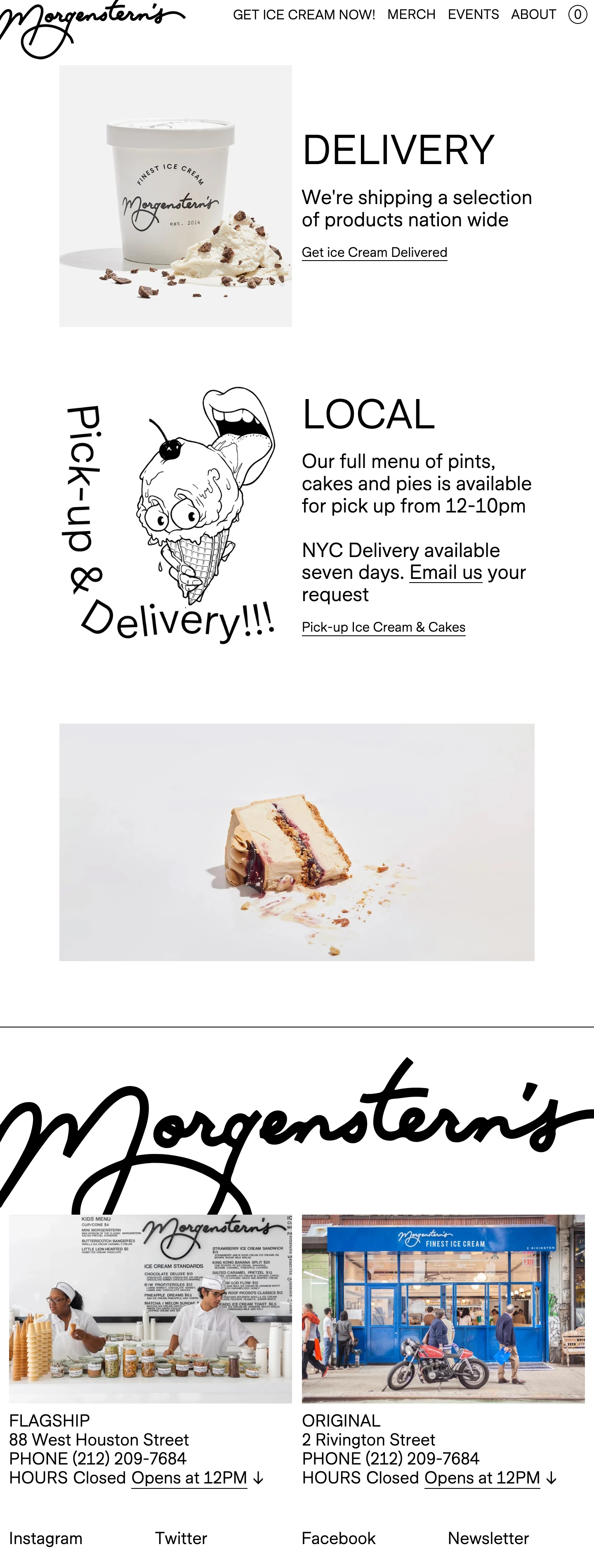 Morgenstern's Finest Ice Cream Landing Page Example: A contemporary twist on the traditional ice cream parlor, serving texture-driven small-batch ice cream with a renewed attention to flavor and palate.