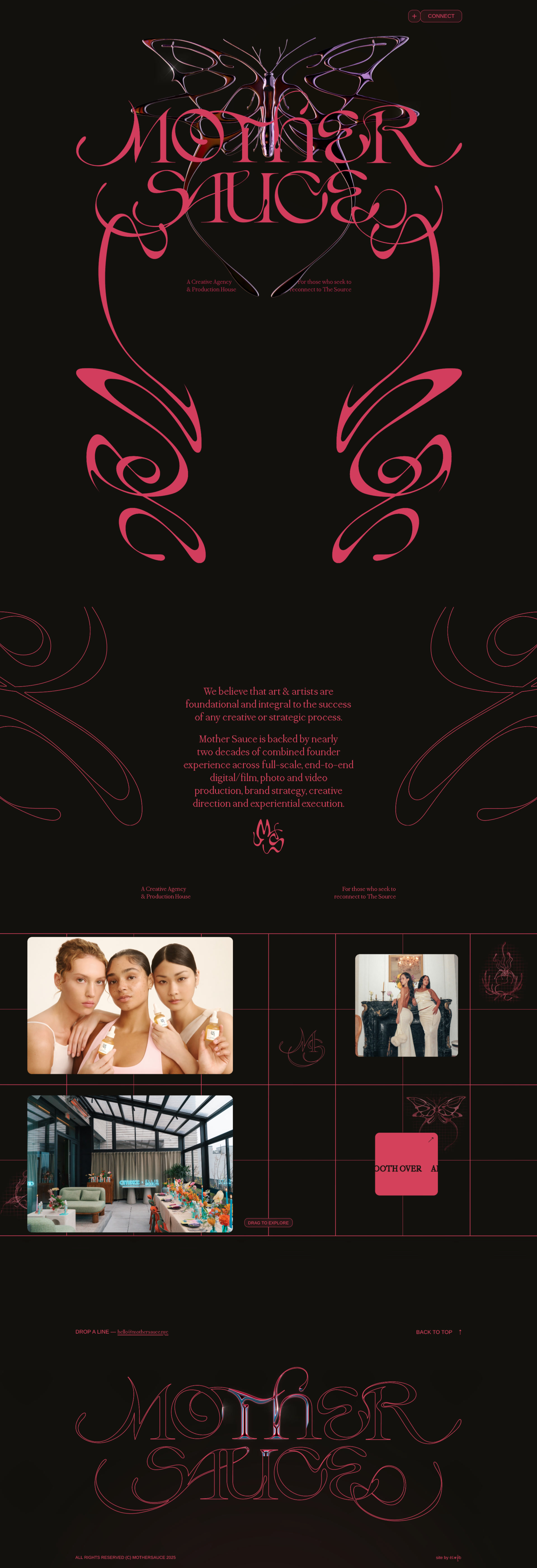 MotherSauce Landing Page Example: Mother Sauce is backed by nearly two decades of combined founder experience across full-scale, end-to-end digital/film, photo and video production, brand strategy, creative direction and experiential execution.