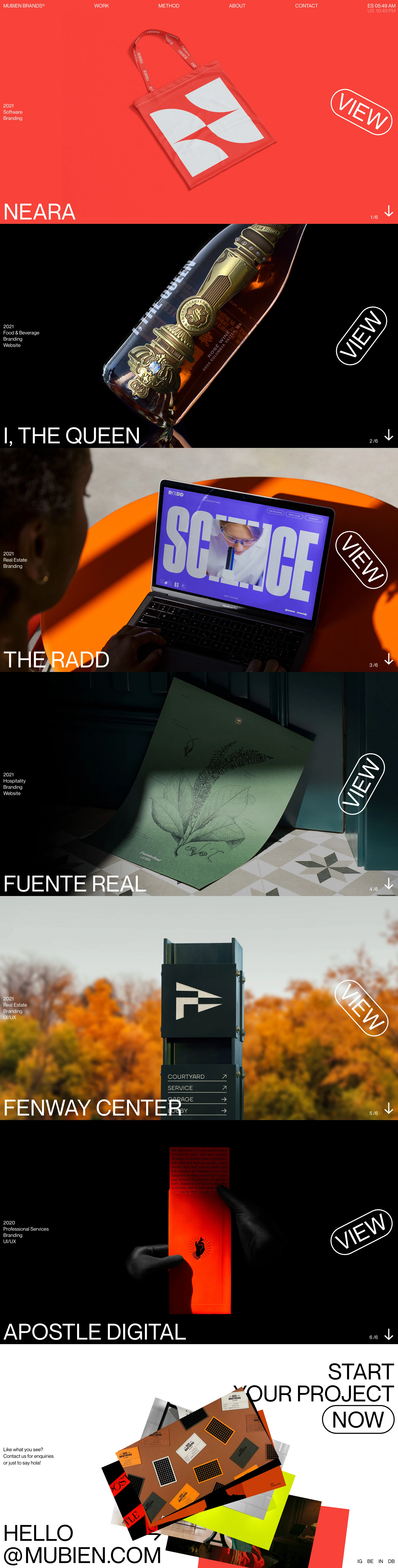 Mubien Brands Landing Page Example: Mubien Brands is an International branding and web development boutique studio specializing in visual identity design and brand strategy.