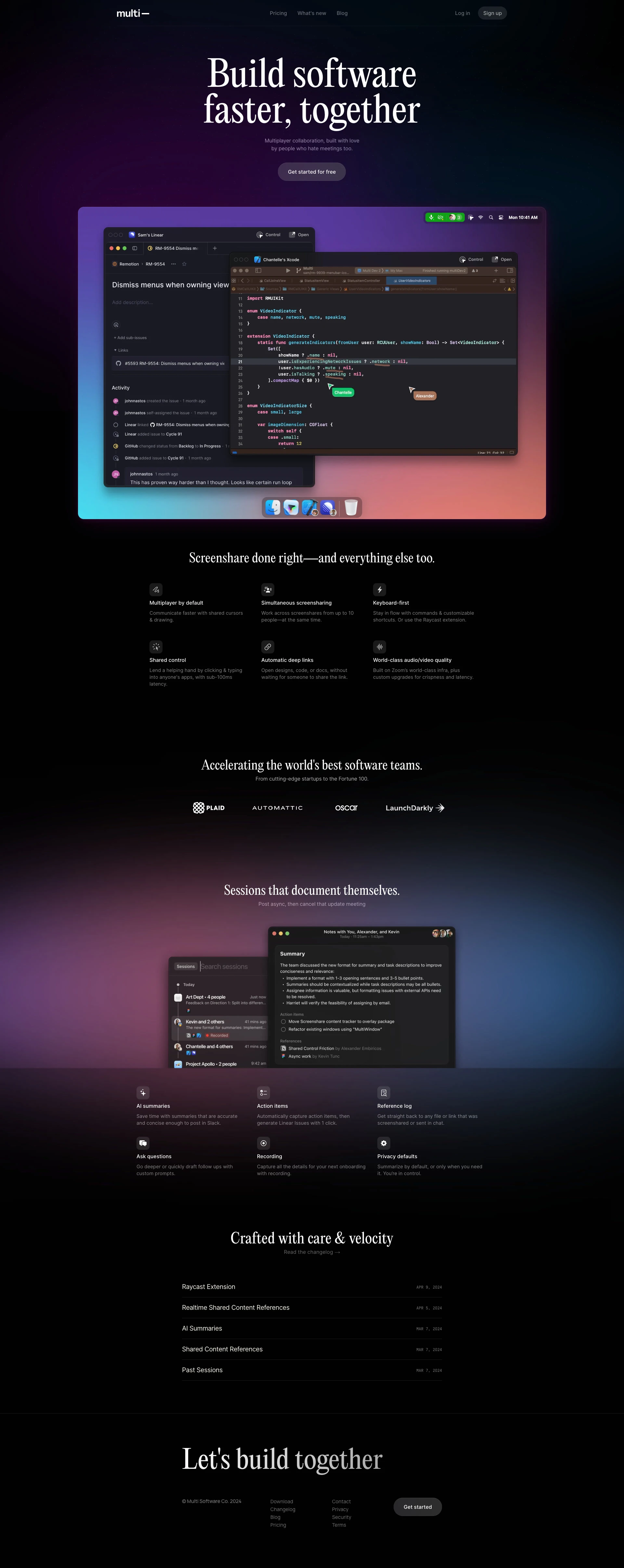 Multi Landing Page Example: Unleash your team with multiplayer app sharing: Point, draw and edit in shared apps as if they’re on your computer. All in a beautifully crafted, native macOS app.