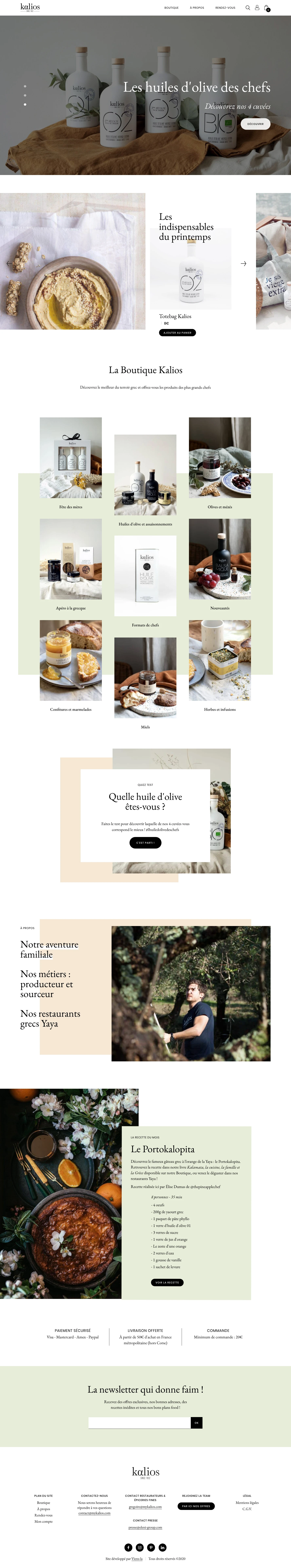 Kalios Landing Page Example: Welcome to the Kalios e-shop, the chefs' olive oil! Producer of monovarietal olive oils and sourcer of the best of Greece.
