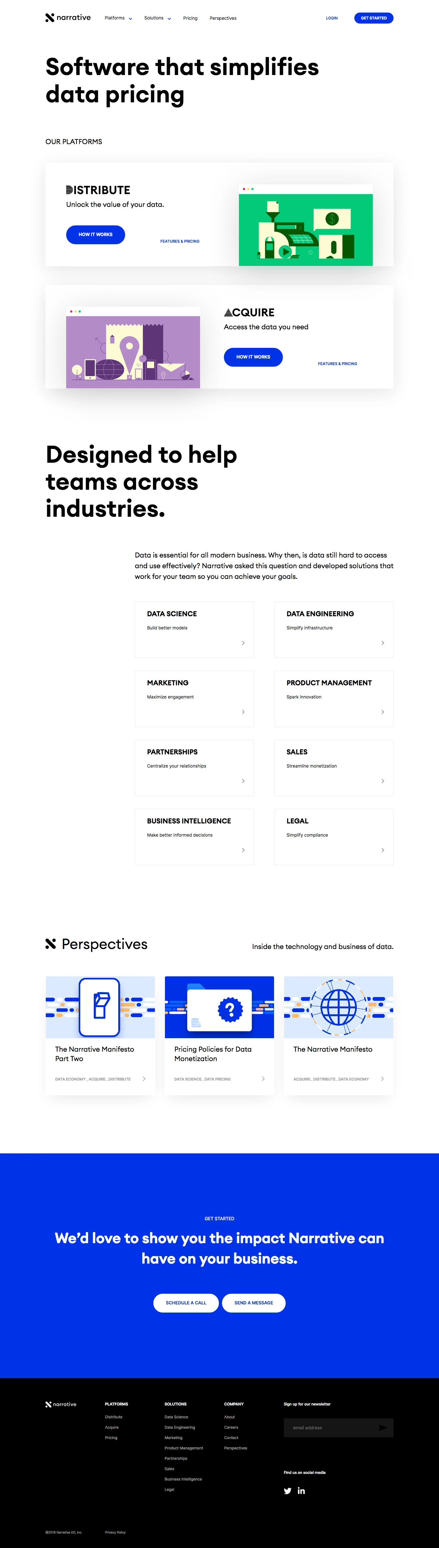 Narrative Landing Page Example: Raw Data Acquisition & Monetization Software