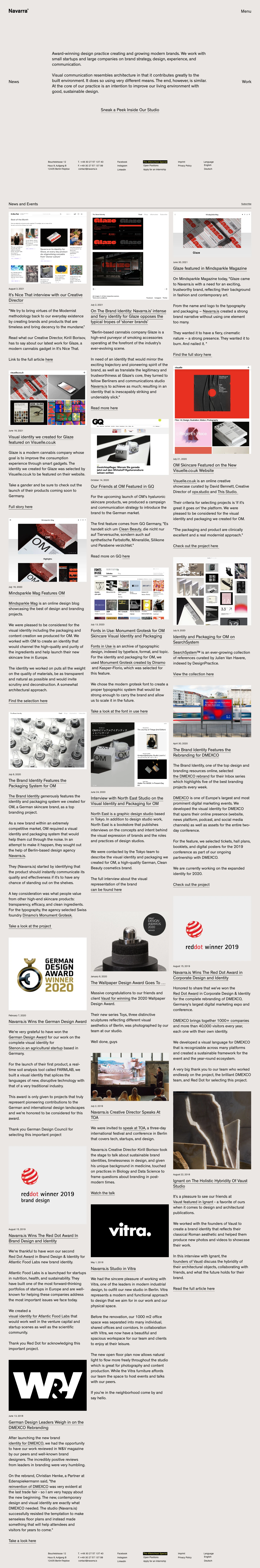 Navarra.is Landing Page Example: Award-winning design practice creating and growing modern brands. We work with small startups and large companies on brand strategy, design, experience, and communication. Visual communication resembles architecture in that it contributes greatly to the built environment. It does so using very different means. The end, however, is similar. At the core of our practice is an intention to improve our living environment with good, sustainable design.
