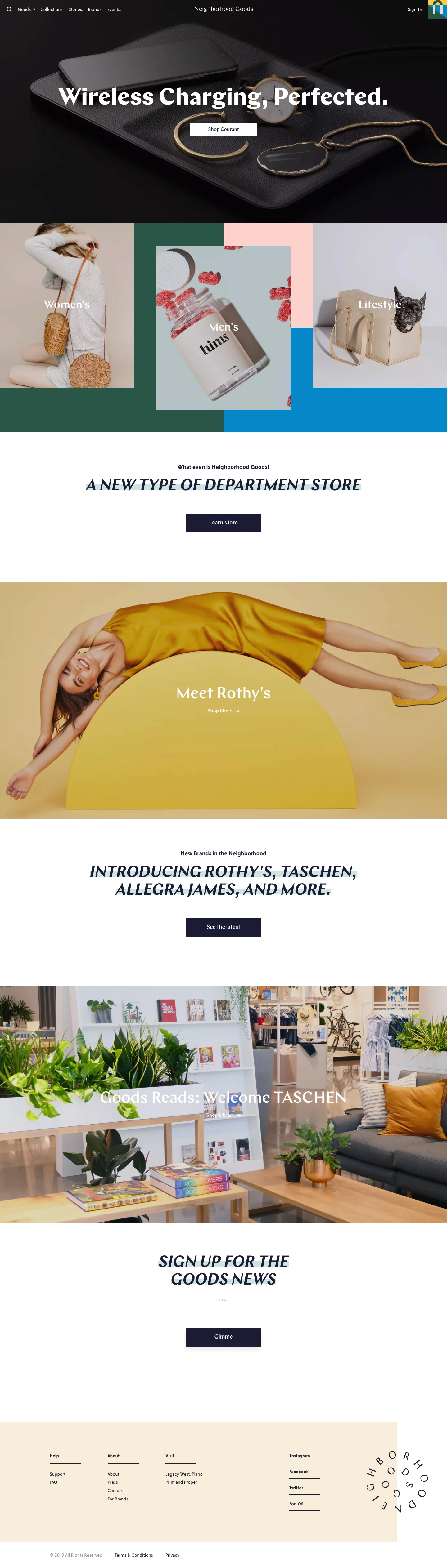 Neighborhood Goods Landing Page Example: Neighborhood Goods is a new type of department store, featuring an ever-changing landscape of the world’s most exciting brands, products, and concepts