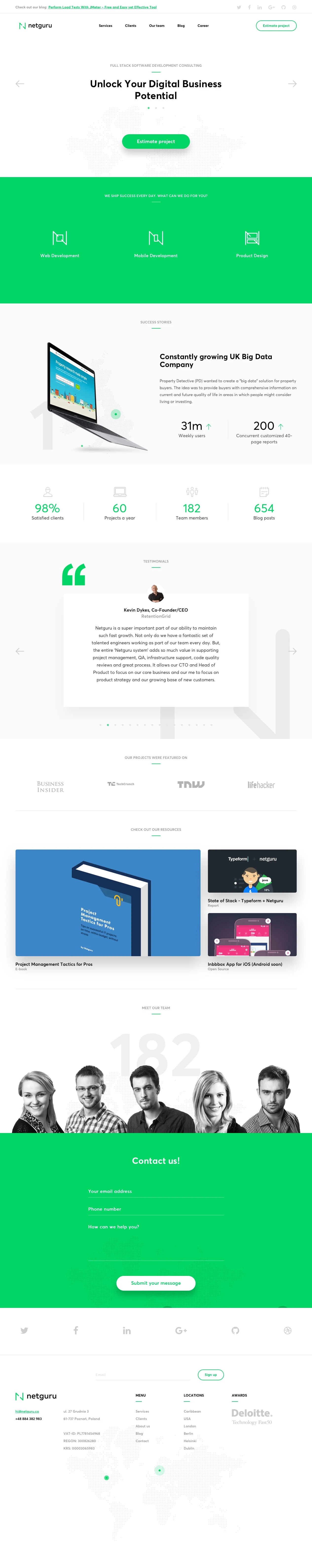 Netguru Landing Page Example: Ruby on Rails and mobile development team