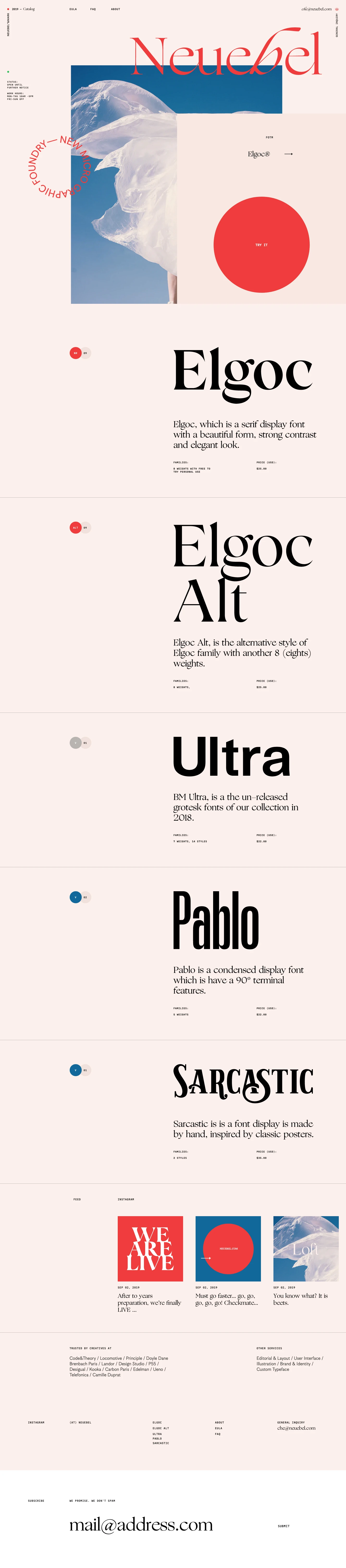 Neuebel Landing Page Example: Our aim is to continually challenge both the creative industry and ourselves. Our approach is collaborative and our output is raw and real, yet highly refined and considered. Driven by a people who’s youthful grit and conceptual rigour is met with a commitment to design detail and delivery. We do it by putting imagination at the center of everything we do.