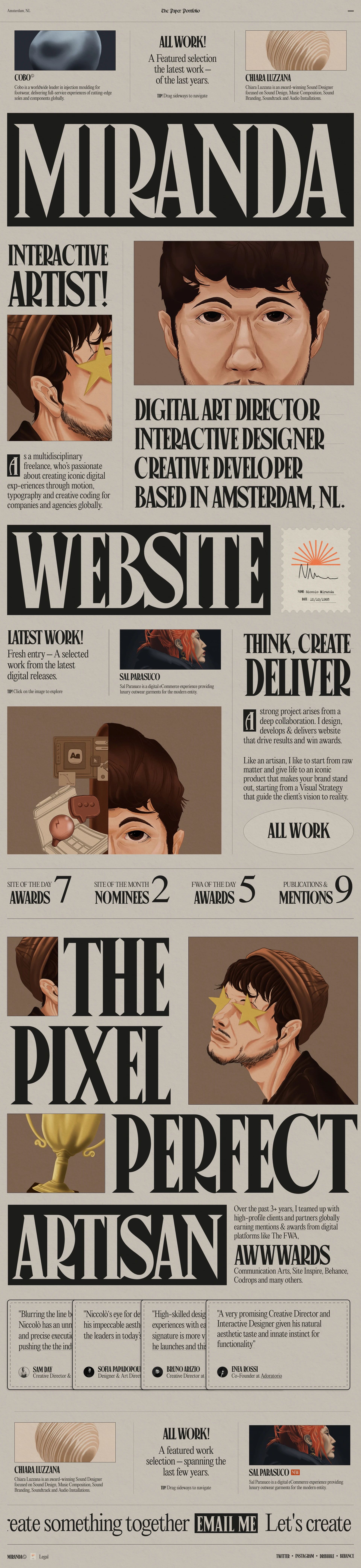 Niccolò Miranda Landing Page Example: Niccolò Miranda is an award-winning designer & developer who’s passionate about creating iconic digital experiences through motion, typography and creative coding.