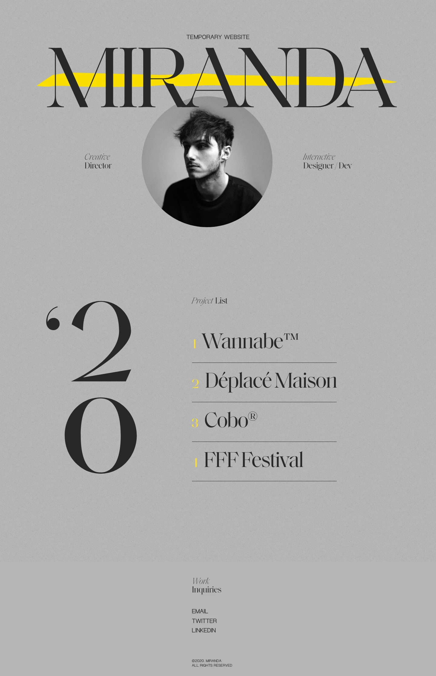 Niccolò Miranda Landing Page Example: Niccolò Miranda is a freelance Creative Director, Interactive Designer & Developer based in Marche, Italy.