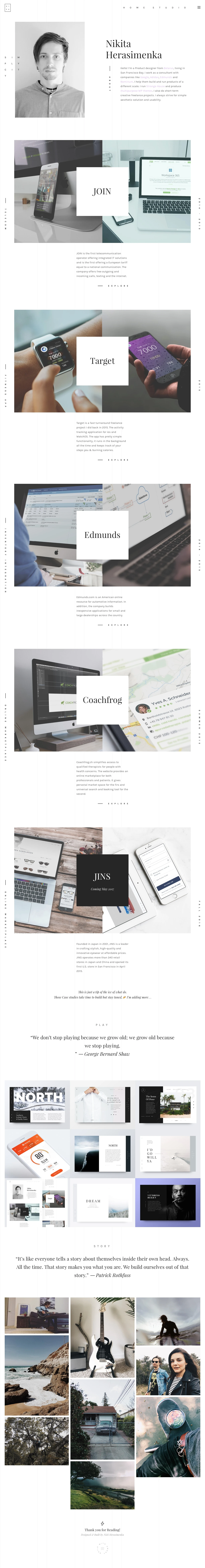Nikita Herasimenka Landing Page Example: I’m a Product designer from Belarus, currently living in San Francisco.