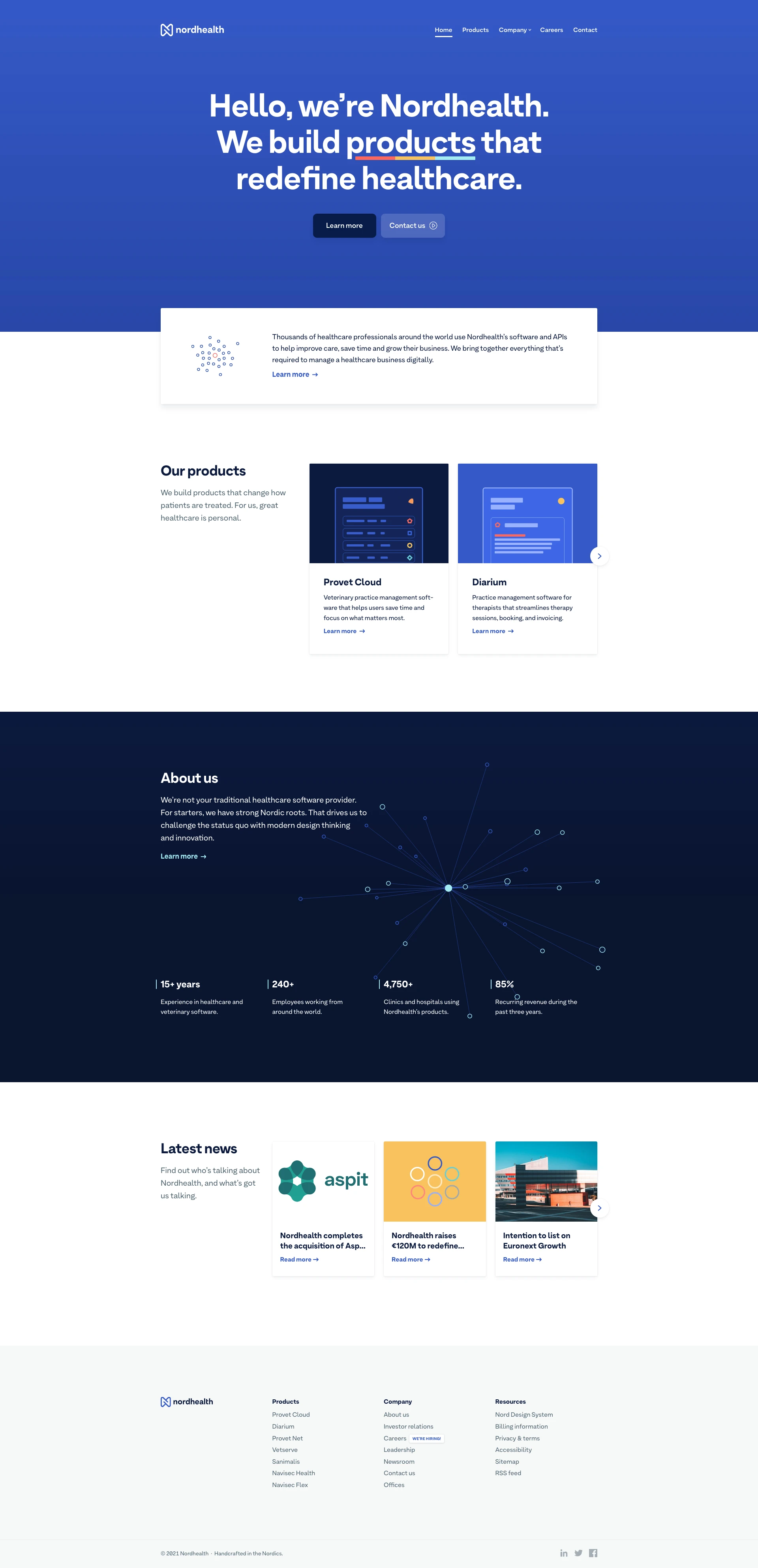 Nordhealth Landing Page Example: Thousands of healthcare and veterinary professionals around the world use Nordhealth’s software and APIs to help improve care, save time and grow their business.