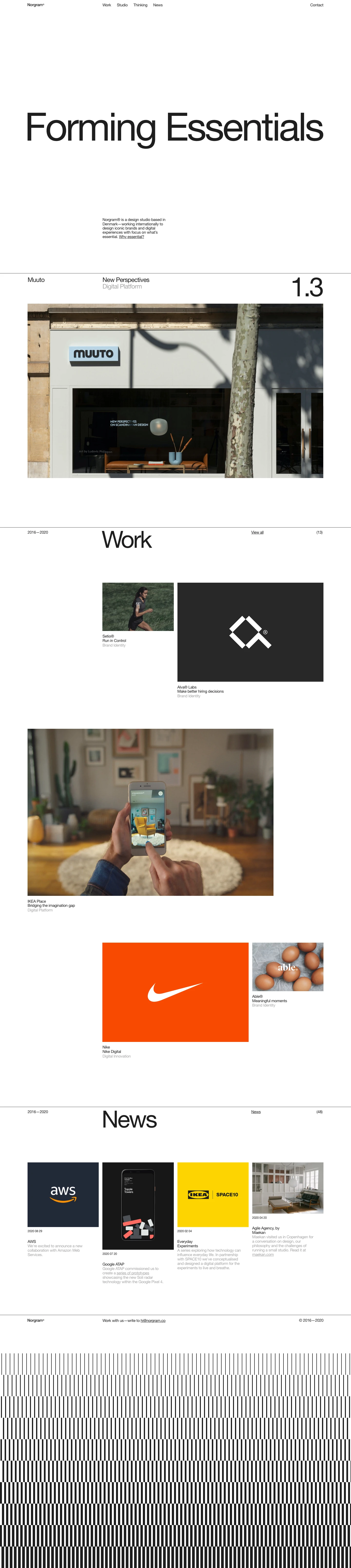 Norgram Landing Page Example: Norgram is a design studio based in Denmark—working internationally to design iconic brands and digital experiences with focus on what’s essential.