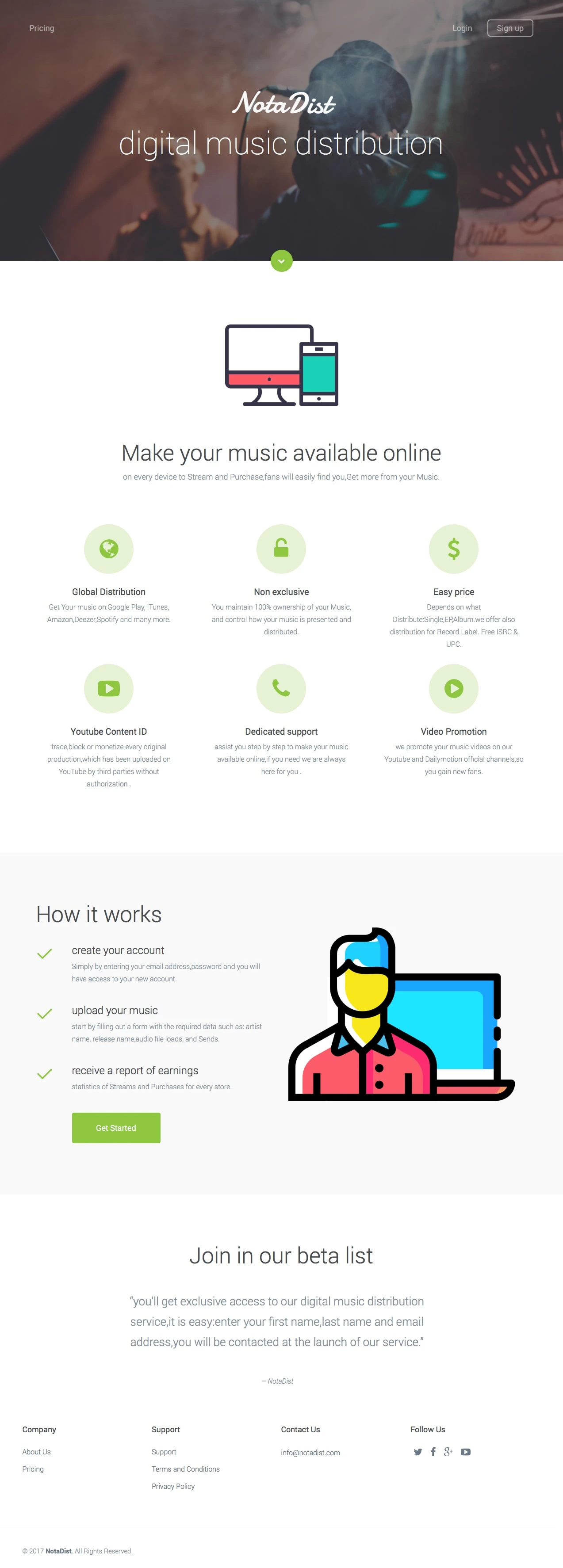 Nota Dist Landing Page Example: 