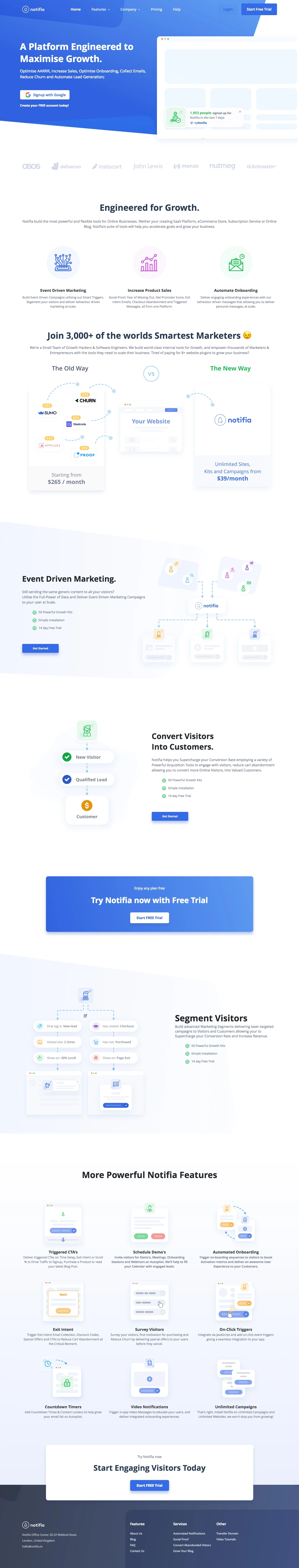 Notifia Landing Page Example: Notifia is a powerful suite of Automation tools to help you convert more traffic and grow your business.