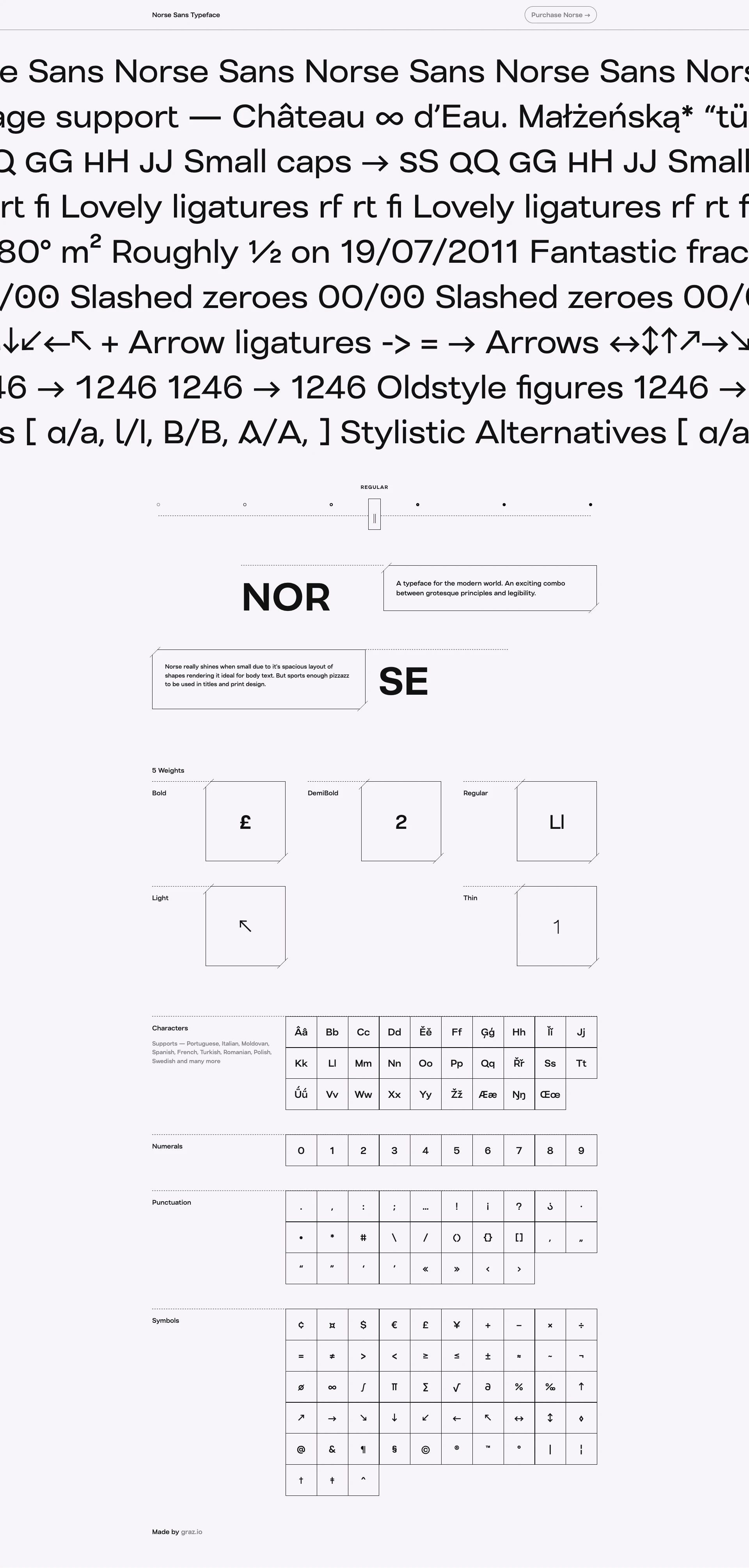 Norse Sans Landing Page Example: A typeface for the modern world. An exciting combo between grotesque principles and legibility.