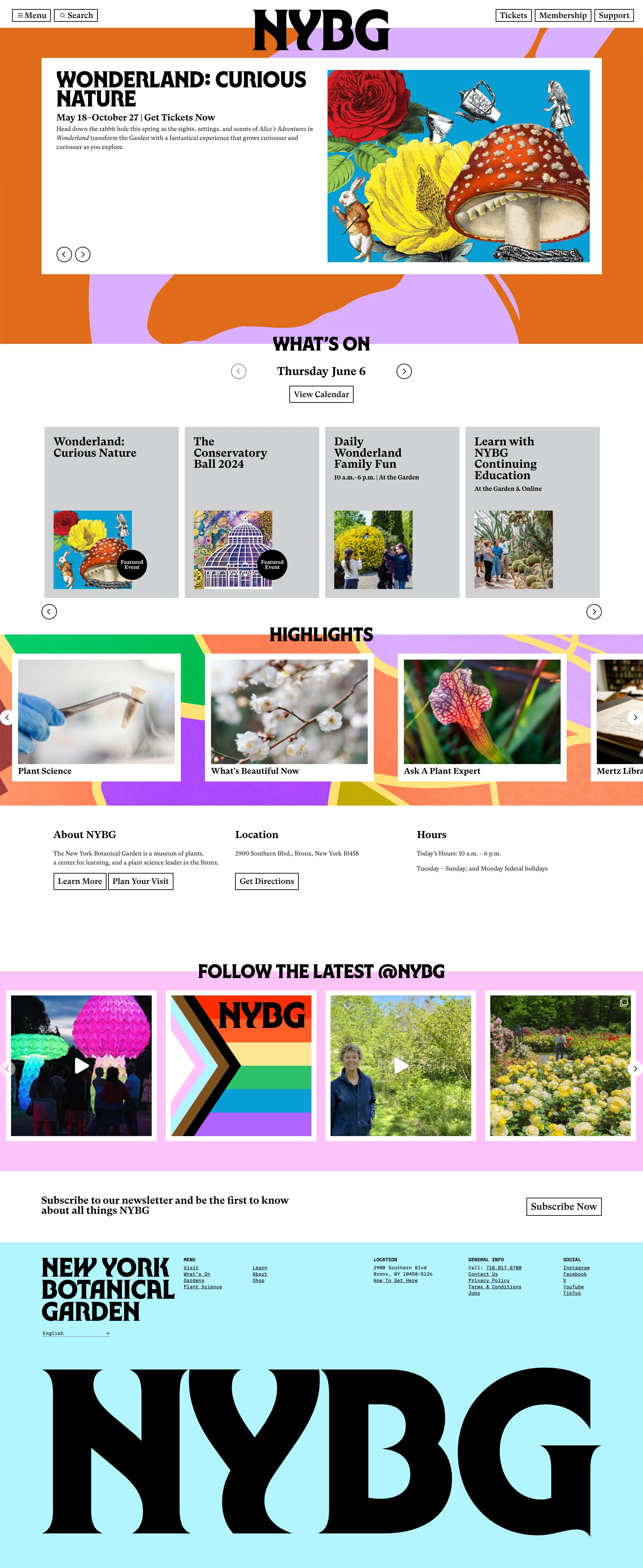 NYBG Landing Page Example: Experience The New York Botanical Garden, New York’s iconic living museum, educational institution, and cultural attraction.