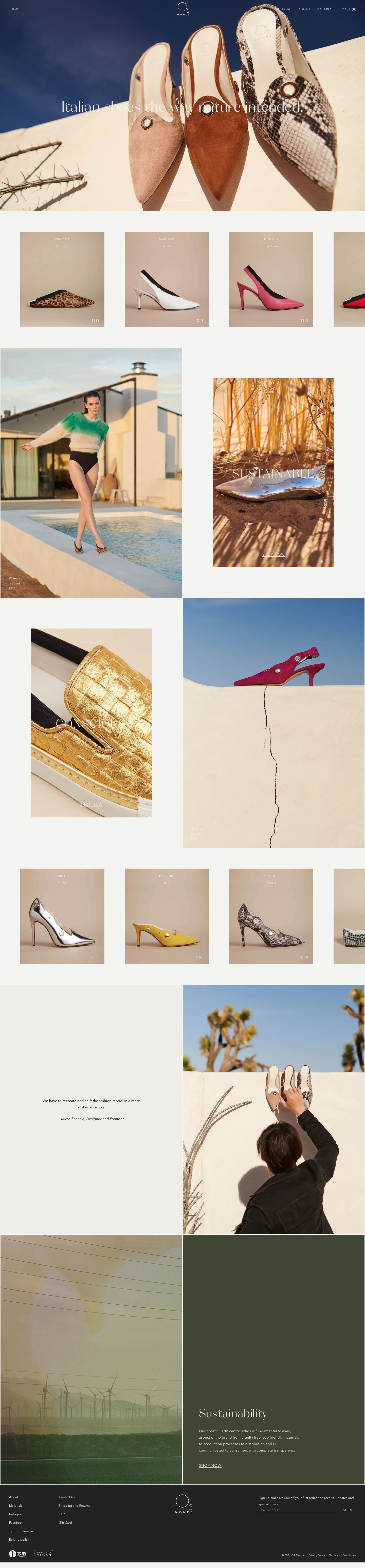 O2 Monde Landing Page Example: O2 Monde offers you the Eco Friendly and plant based women's shoes in timeless designs. We have the wide collection of handcrafted sustainable and luxury vegan women's dress shoes available online in USA.