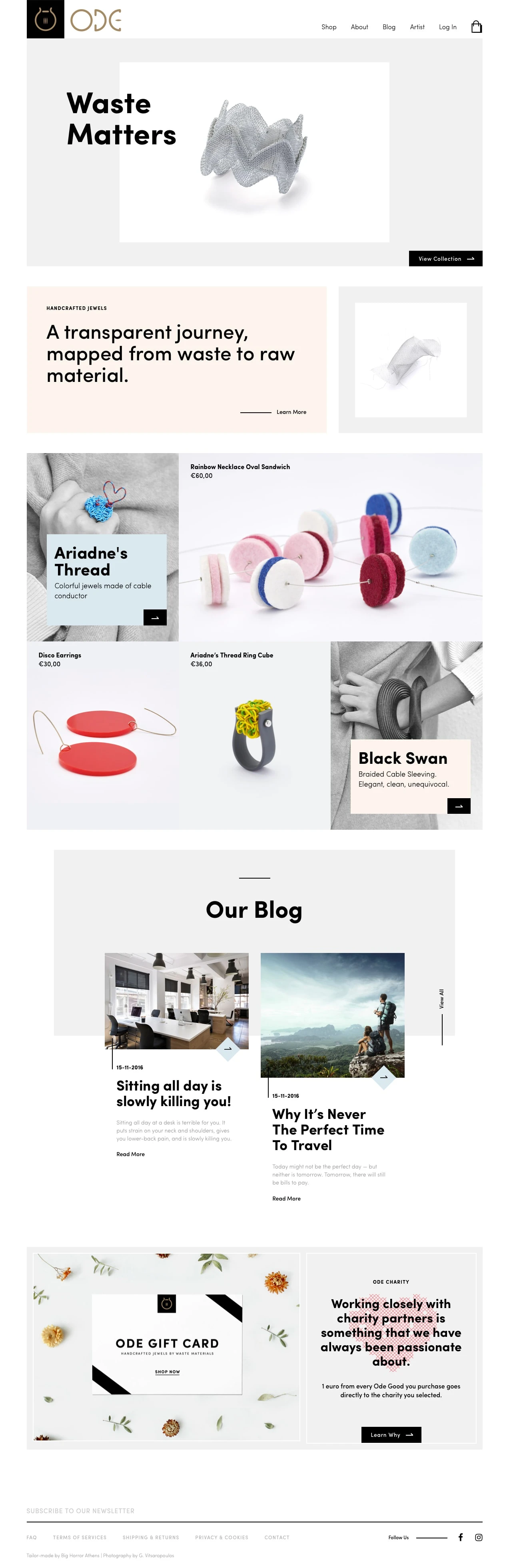 Ode Goods Landing Page Example: A transparent journey, mapped from waste to raw material.