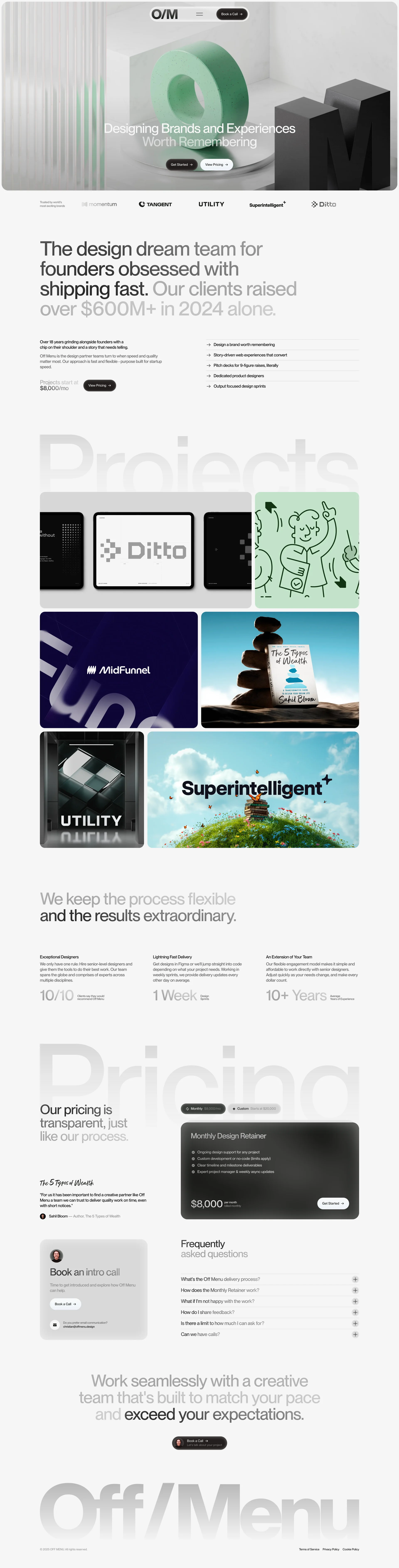 OFF MENU Landing Page Example: OFF MENU is the design partner founders trust when speed and quality matter. We craft conversion-driven websites, pitch decks, and impactful brands that help startups stand out and sell more.