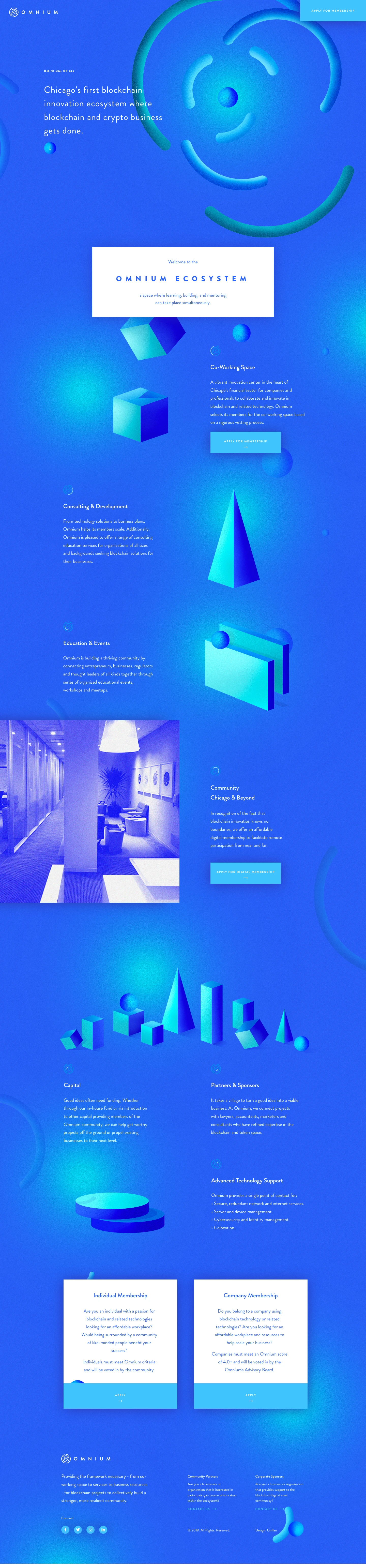 Omnium Blockchain Landing Page Example: Chicago’s first blockchain innovation ecosystem where blockchain and crypto business gets done