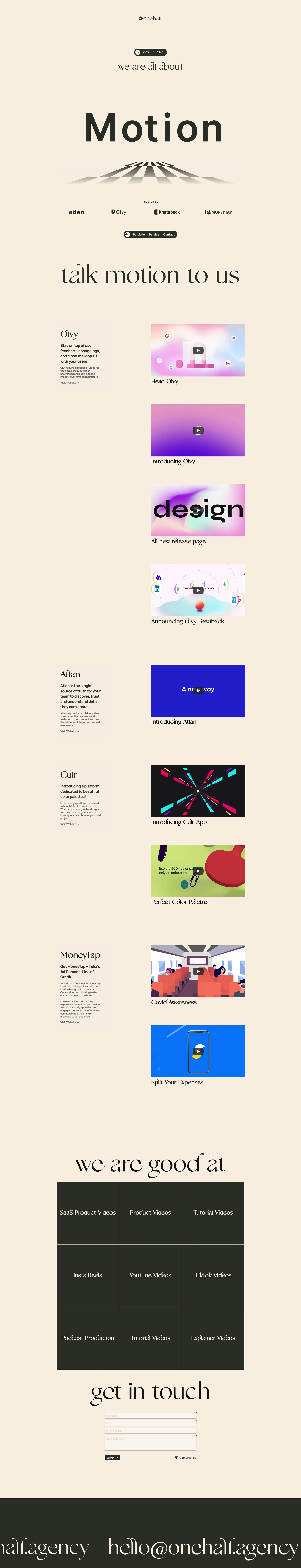 OneHalf Landing Page Example: OneHalf is a leading creative video production agency helping startups to come up with SaaS product videos, tutorial videos, explainer videos, and more. Contact us to bring your ideas to life.