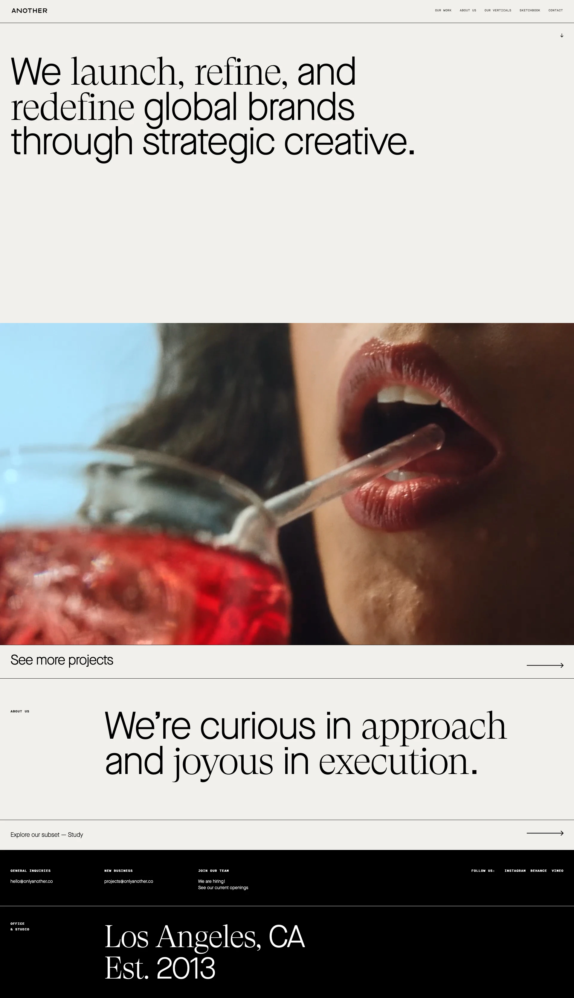Another Landing Page Example: We launch, refine, and redefine global brands through strategic creative.