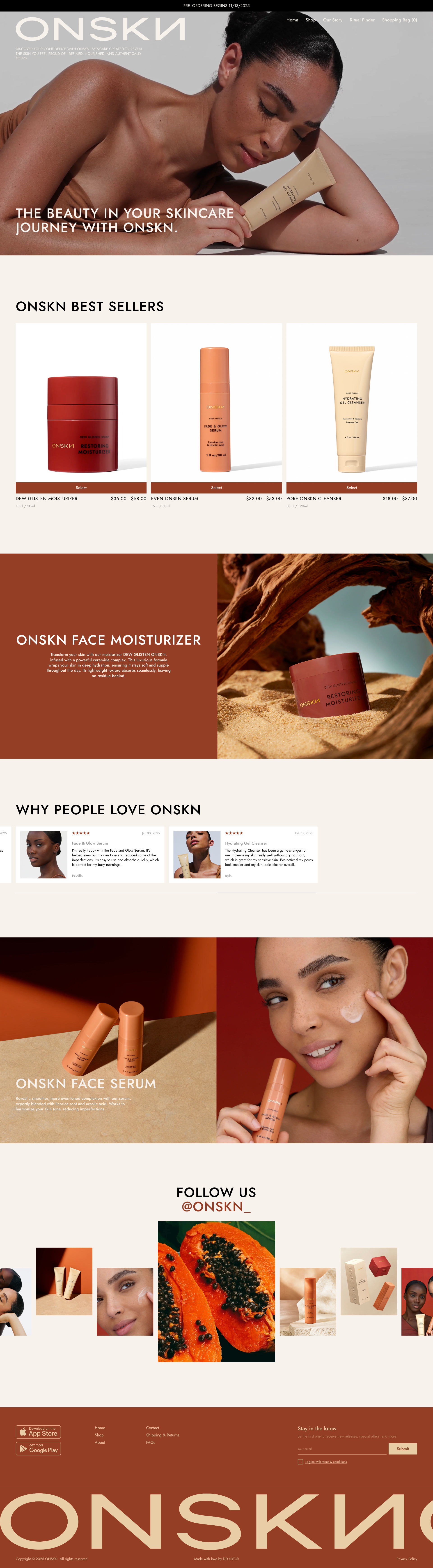 ONSKN Landing Page Example: Discover ONSKN personalized skincare that enhances your unique beauty and boosts confidence. ONSKN tailored solutions will leave you with healthy, radiant skin that feels amazing every day.