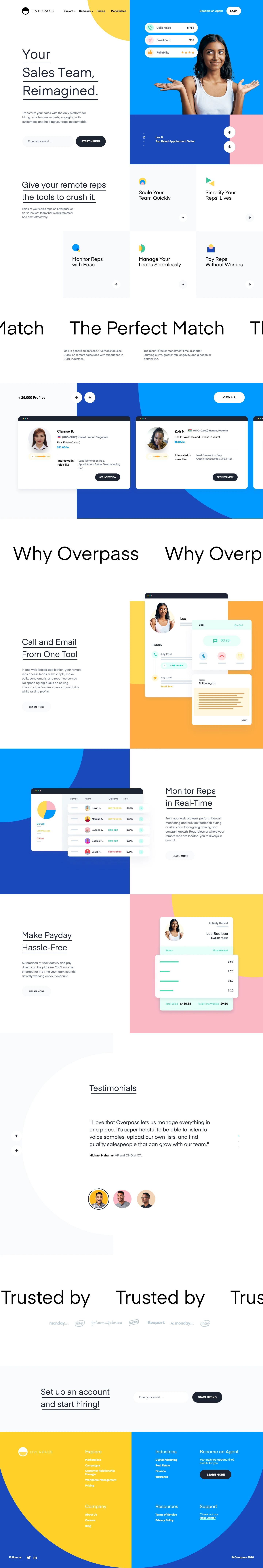 Overpass Landing Page Example: Free up your closers by tapping into a pool of qualified appointment setters ready to take over the tedious tasks of qualifying, warming, and appointment setting.