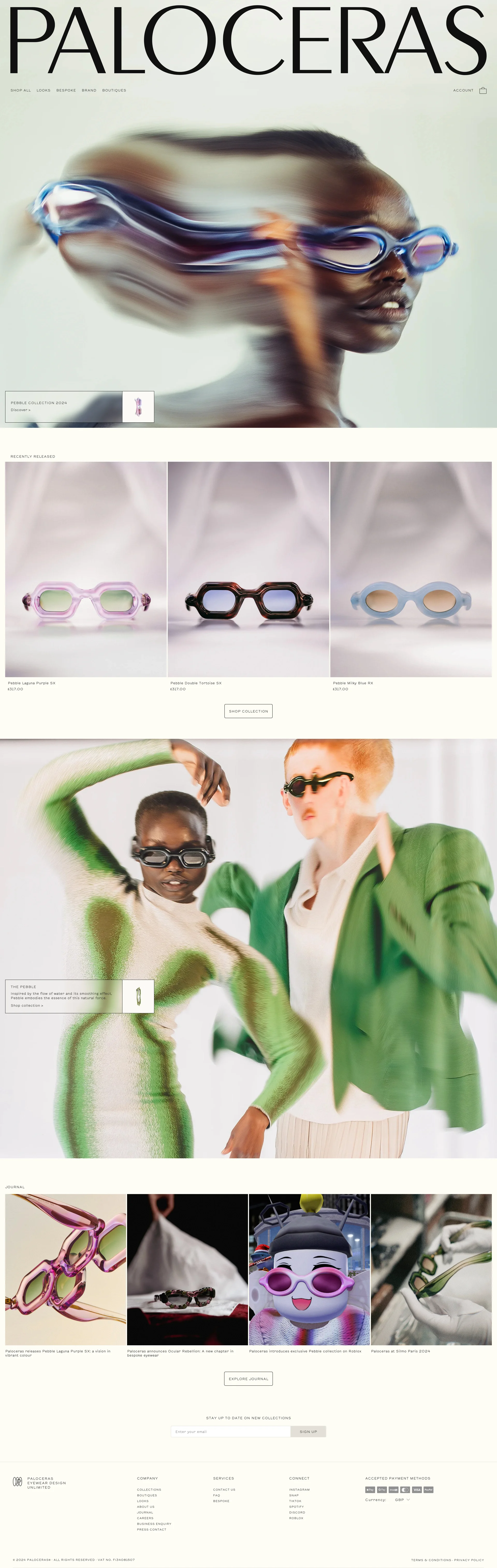 Paloceras Landing Page Example: Paloceras is a high-end design powerhouse with a digital DNA, guiding you to a new era where communities, products and narratives thrive at the intersection of increasingly blurred boundaries. Discover the new Pebble sunglasses collection – now live and redefining bold luxury eyewear.
