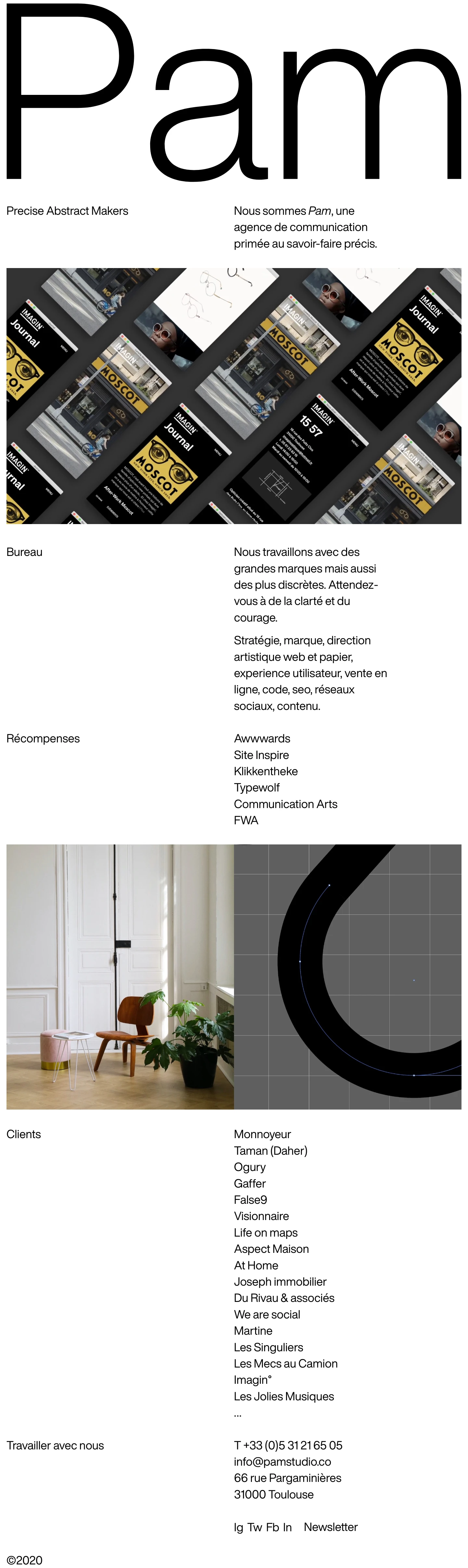 Pam Studio Landing Page Example: Precise Abstract Makers. It's time for a new kind of digital. Founded by Jean Naudy.