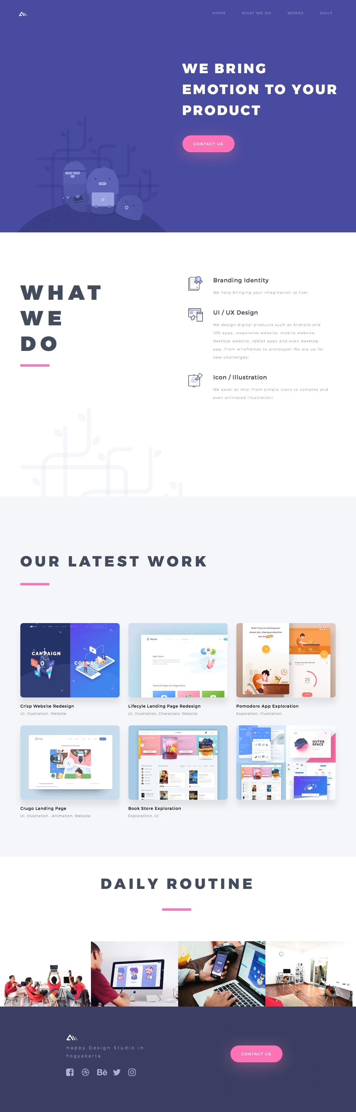 Paperpillar Landing Page Example: We design digital products such as Android and iOS apps, responsive website, mobile website, desktop website, tablet apps and even desktop app. From wireframes to prototype! We are up for new challenges!