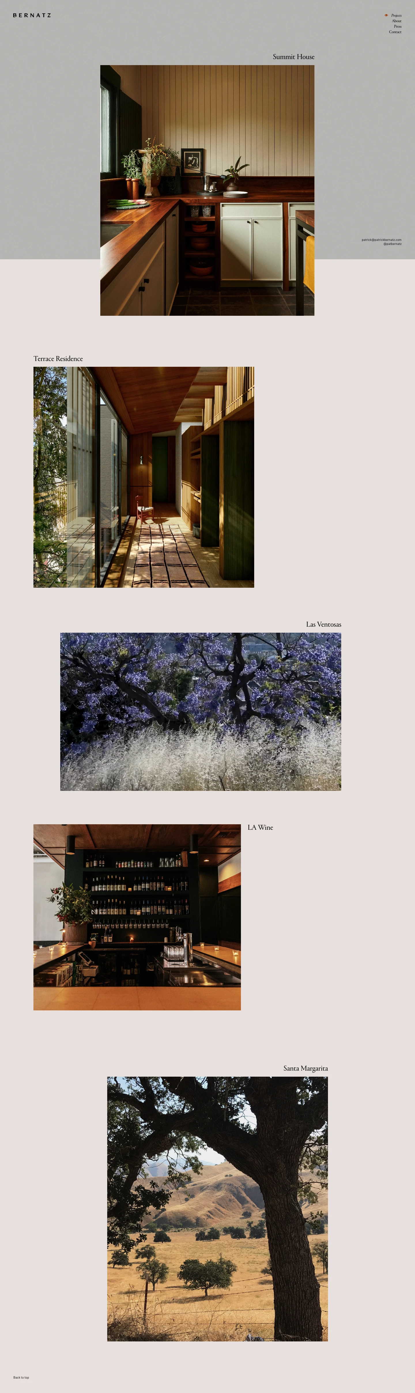 Patrick Bernatz Landing Page Example: Patrick Bernatz is a full-service interior + architectural design firm based in Los Angeles, California.