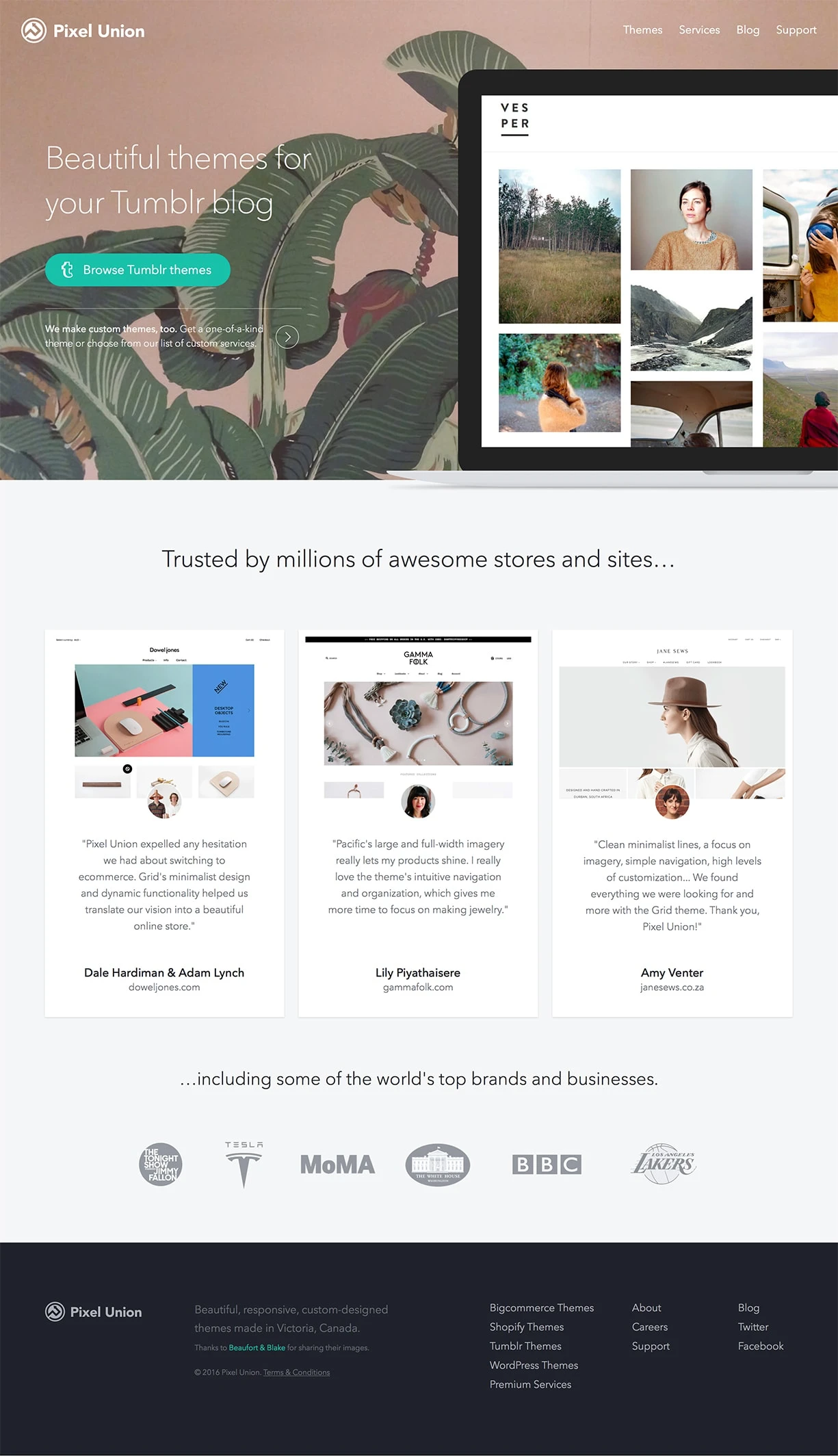 Pixel Union Landing Page Example: Beautiful, responsive themes that help grow your ecommerce store and website. We also build custom themes and ecommerce solutions.