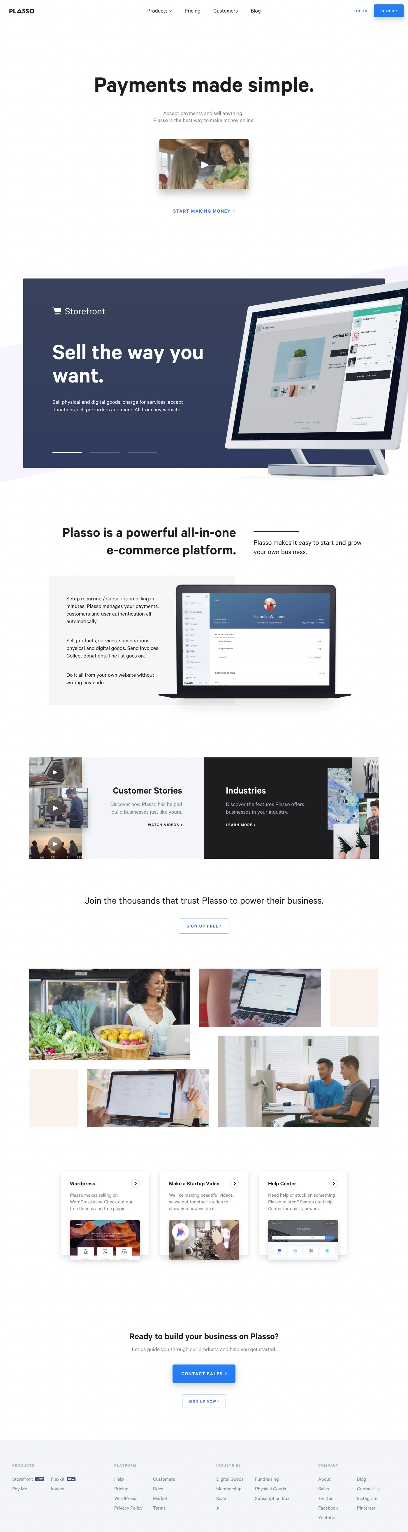 Plasso Landing Page Example: Accept payments and sell anything. Plasso is the best way to make money online.