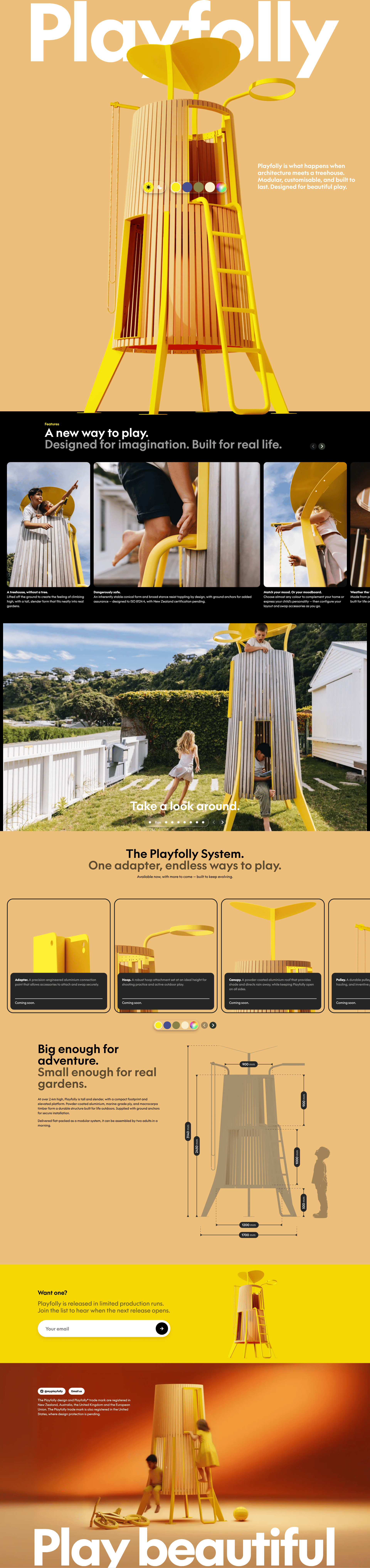  Playfolly Landing Page Example: Playfolly is what happens when architecture meets a treehouse. Modular, customisable, and built to last. Designed for beautiful play.