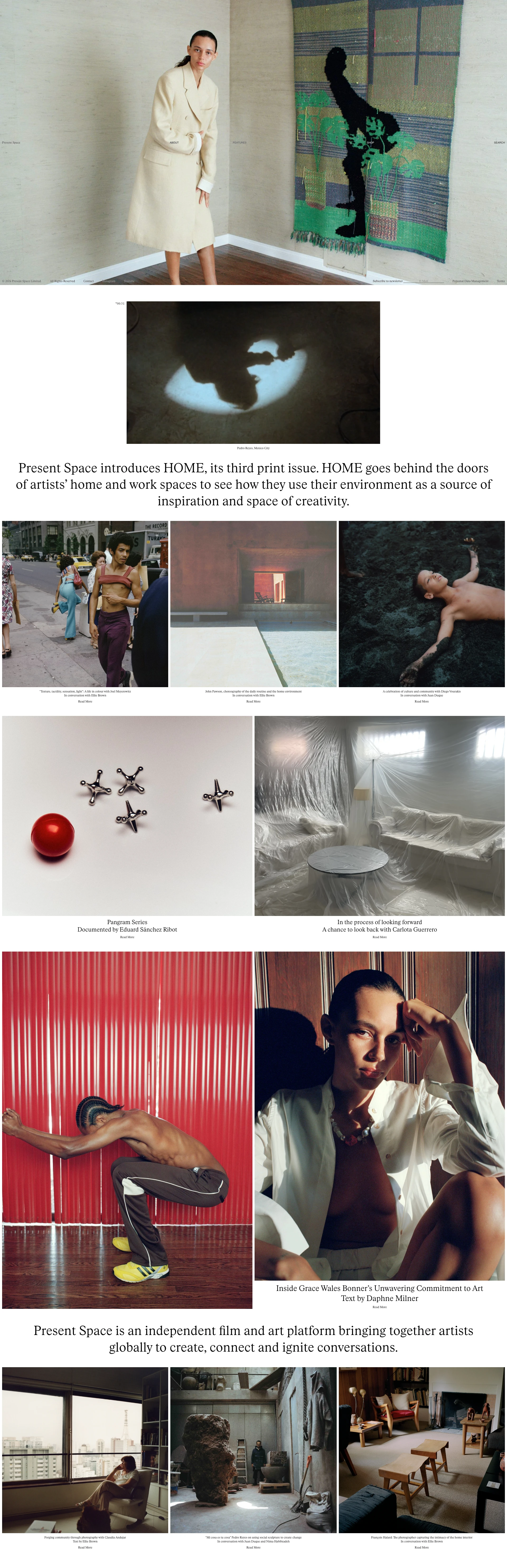Present Space Landing Page Example: Present Space is an independent film and art platform bringing together artists globally to create, connect and ignite conversations.