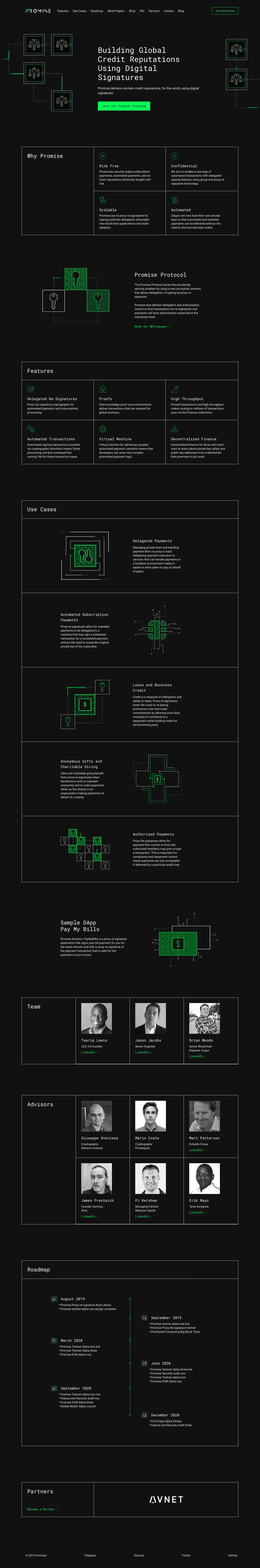 Promise Protocol Landing Page Example: Building global credit reputations using digital signatures. A new protocol for making, keeping, and tracking money-related promises