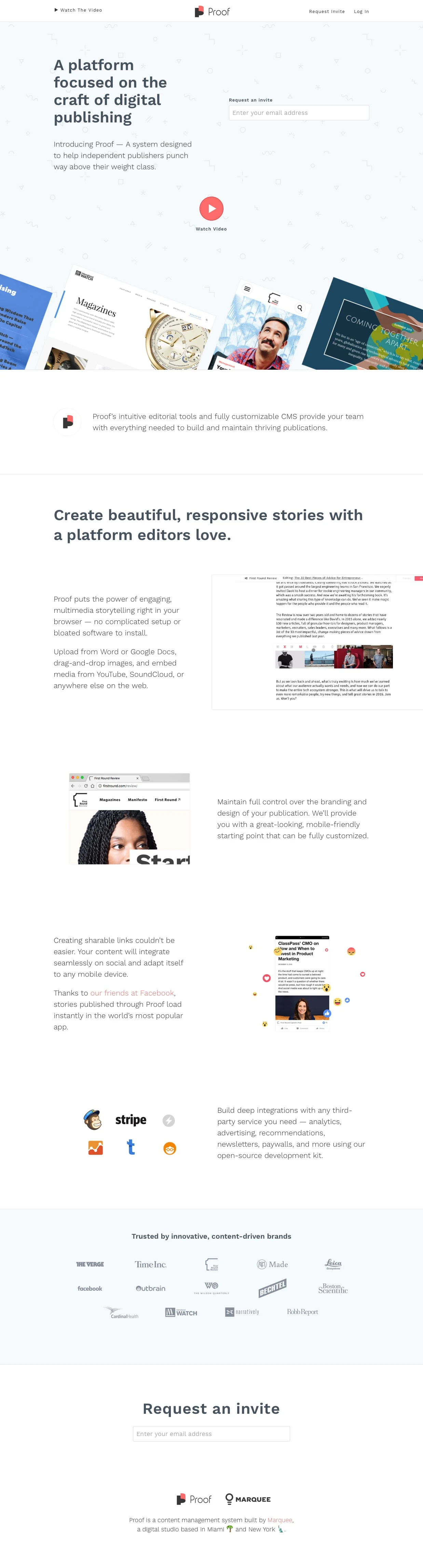 Proof Landing Page Example: A system designed to help independent publishers punch way above their weight class.