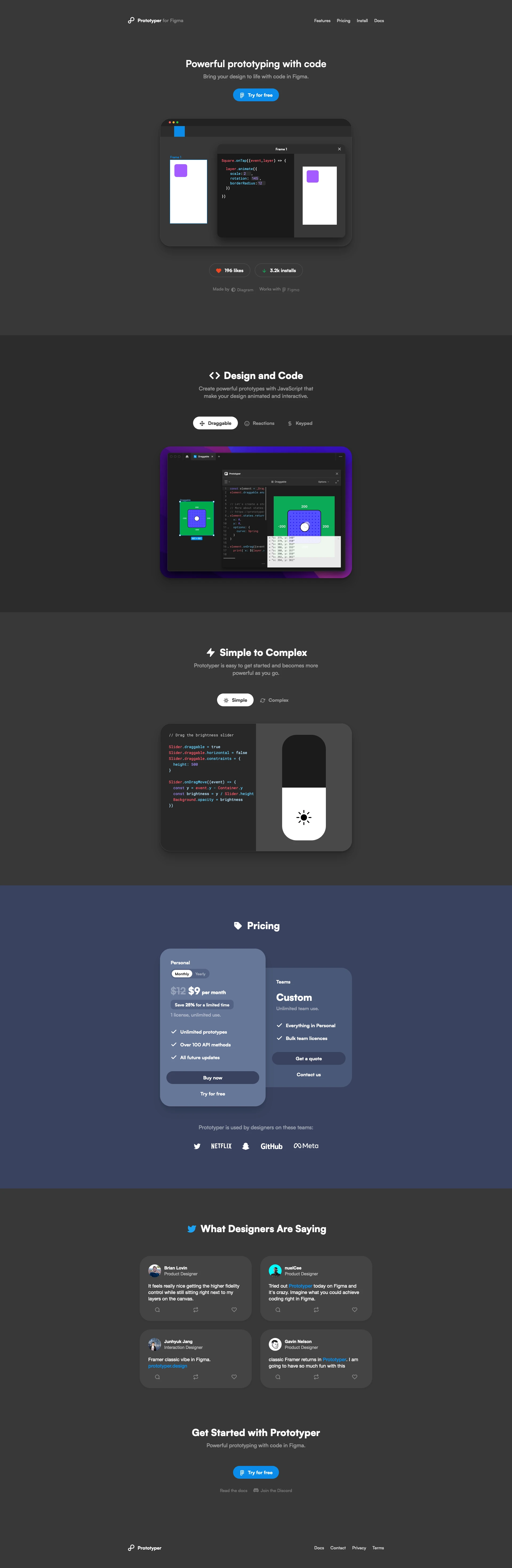 Prototyper for Figma Landing Page Example: Powerful prototyping with code. Bring your design to life with code in Figma.