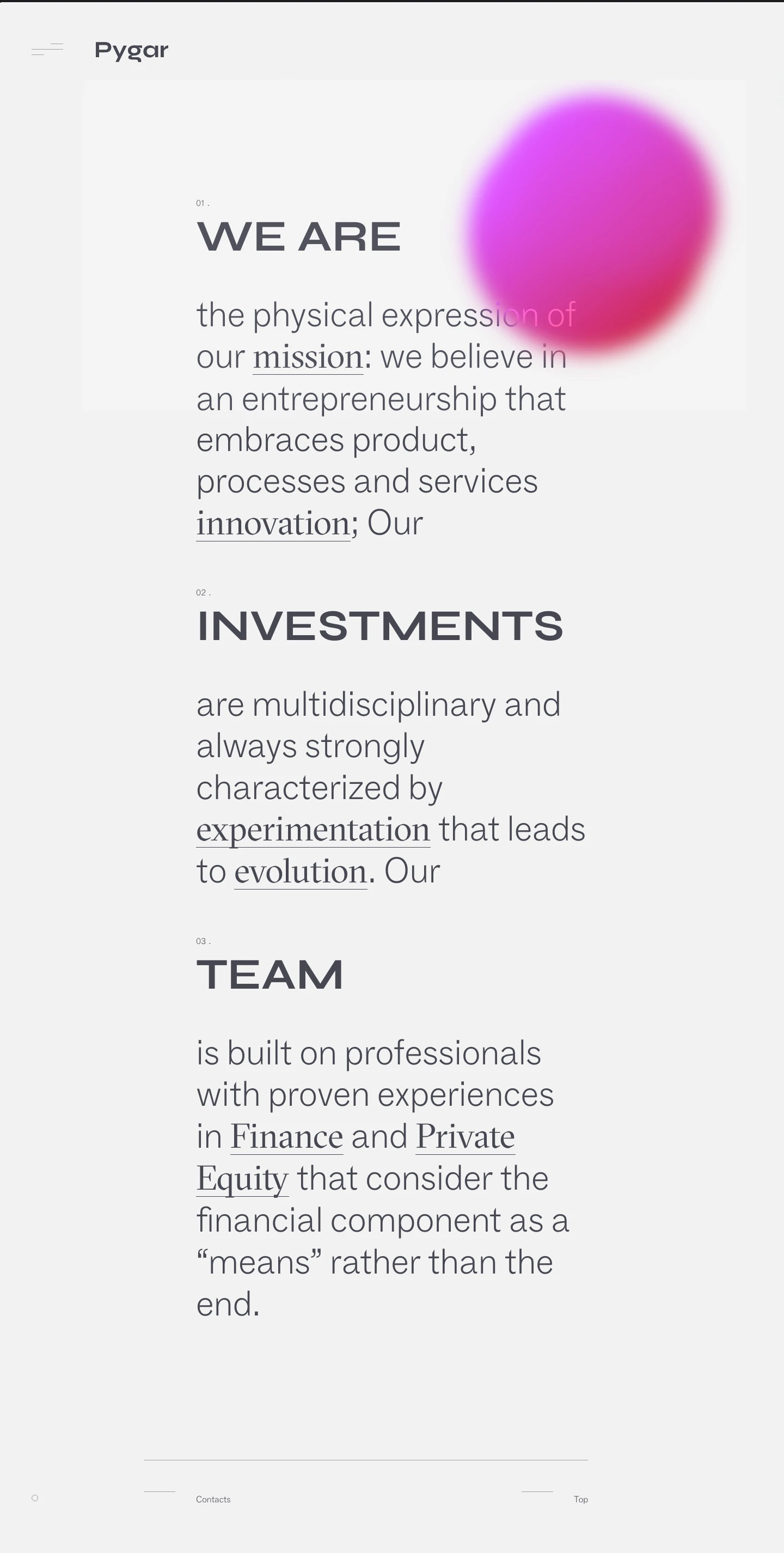 Pygar Landing Page Example: Pygar is an investment holding that focuses on medium to long term international project without the need for a short term way out.