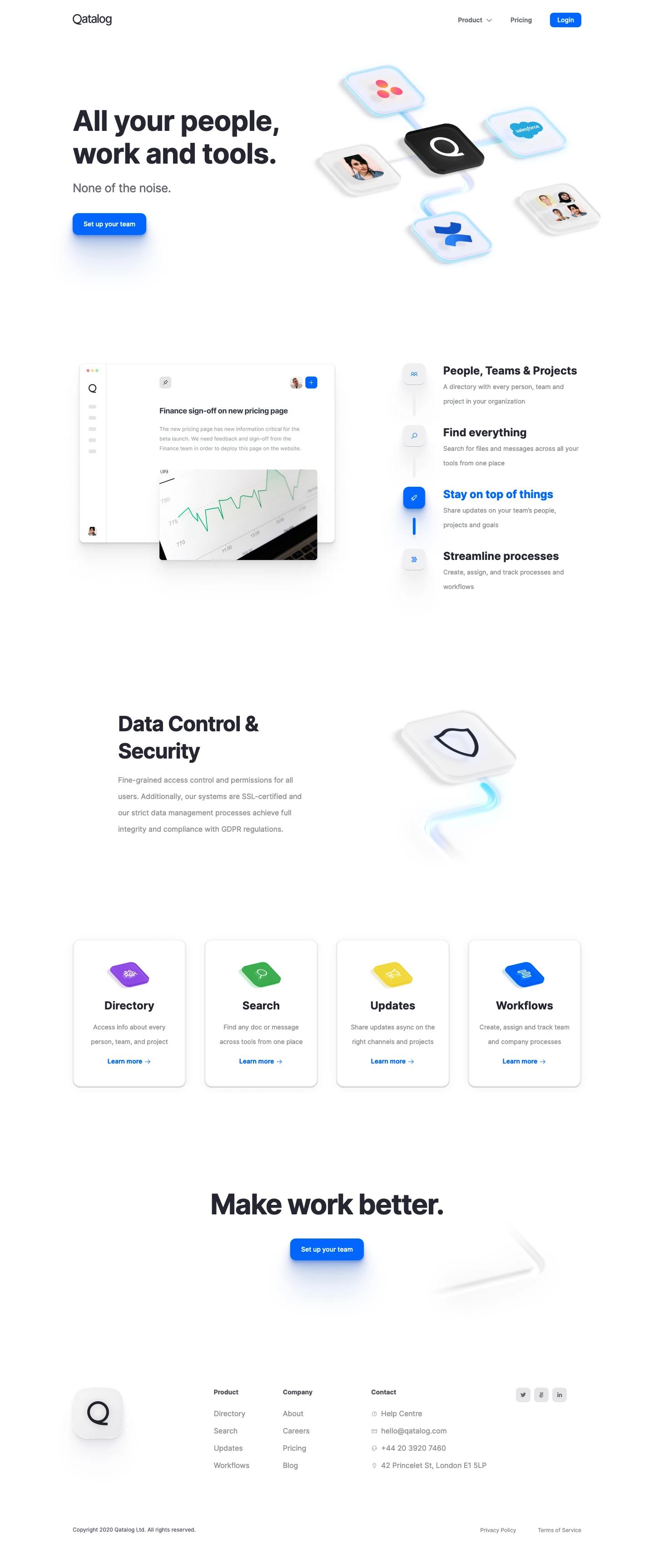 Qatalog Landing Page Example: The modern operating system for people and work.